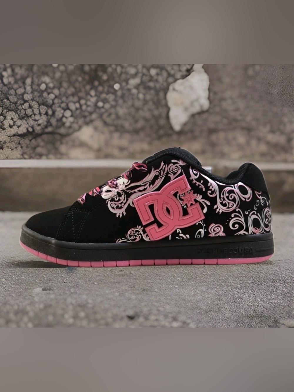 DC Women' Black and Pink Skate Shoe - Logo Strap Design-Limited Edition Color